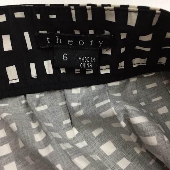 Theory Black and White Grid A-Line Skirt - Picture 3 of 13